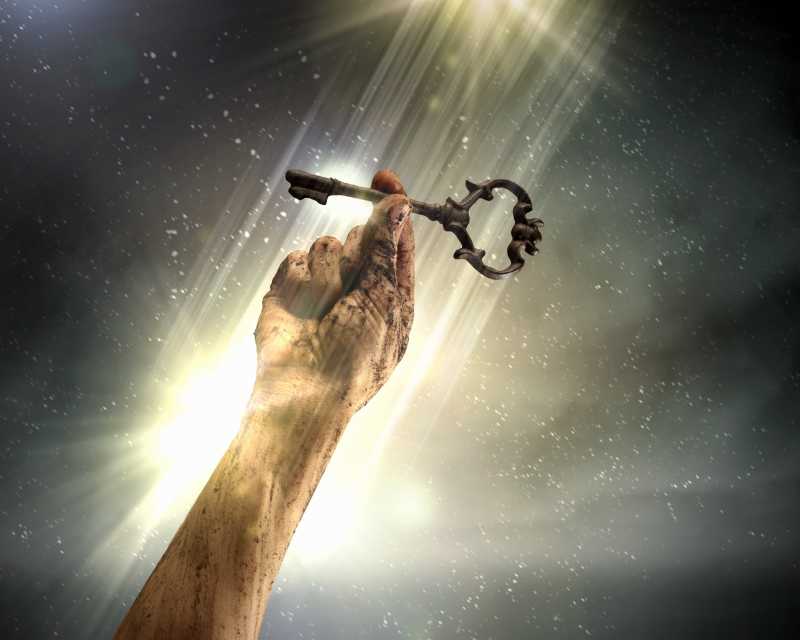 钥匙与手的背景