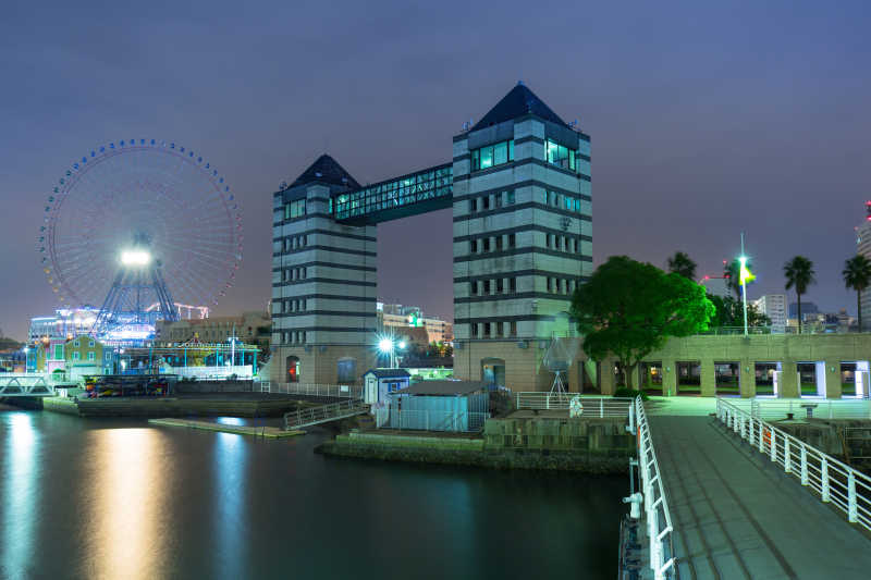 美丽的横滨城市夜景观