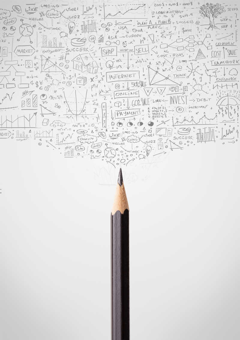 铅笔和铅笔素描特写