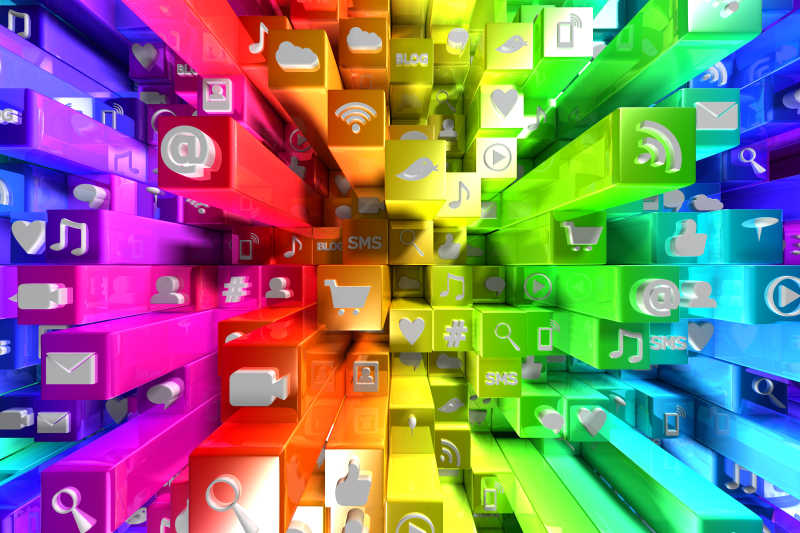 五颜六色的社交媒体图标 