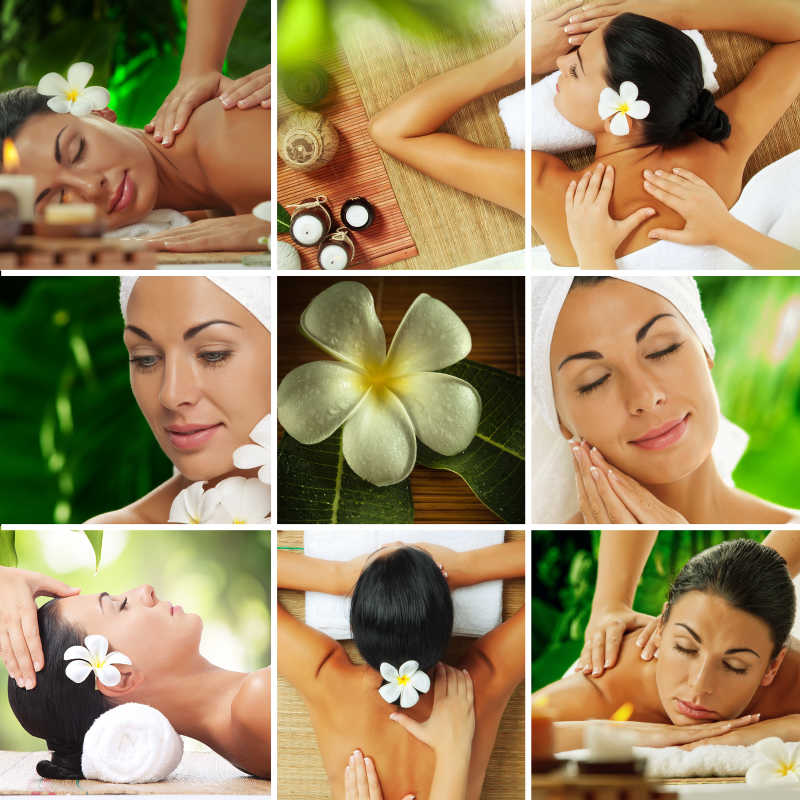 女人享受SPA和兰花放松保养疗法组图