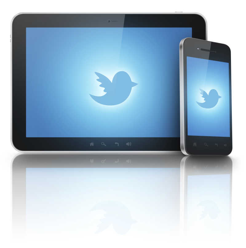 白色背景下智能手机屏幕上的Twitter徽标