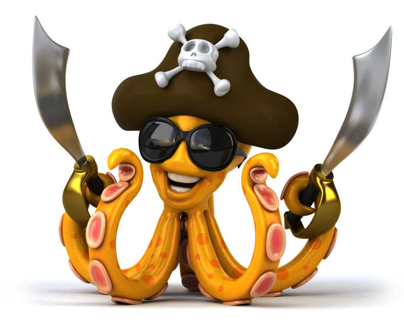 一只海盗装扮的章鱼