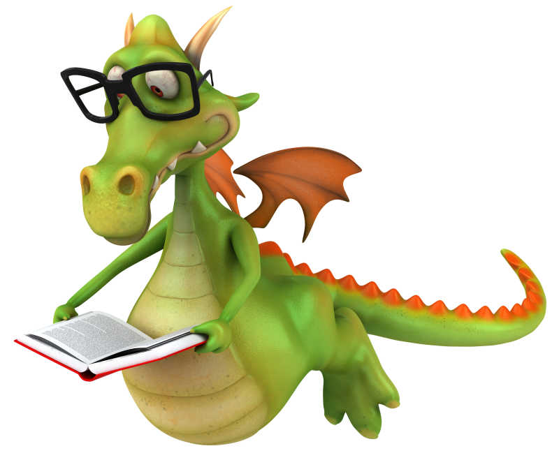 带着眼镜看书的龙