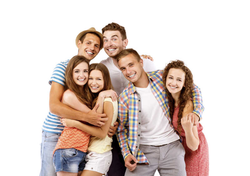 一群快乐的青少年学生