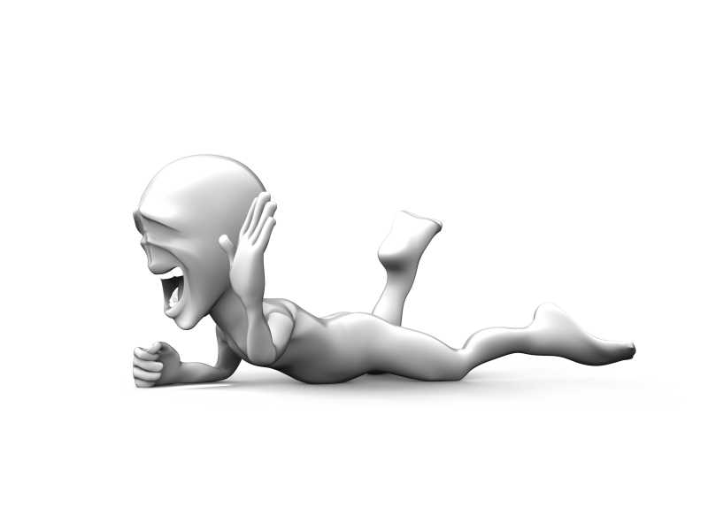 趴在地上大笑的3D小人