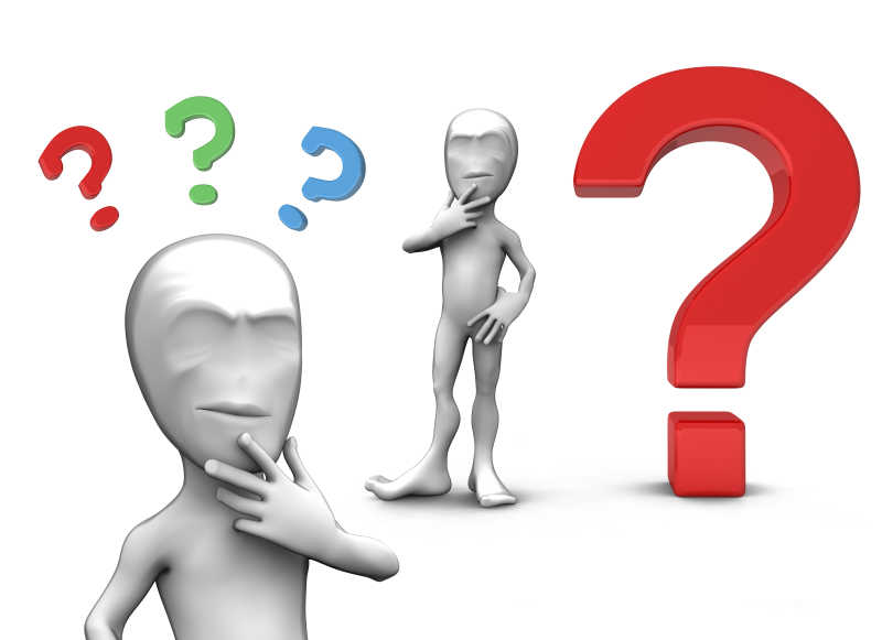 问号和沉思的3D小人