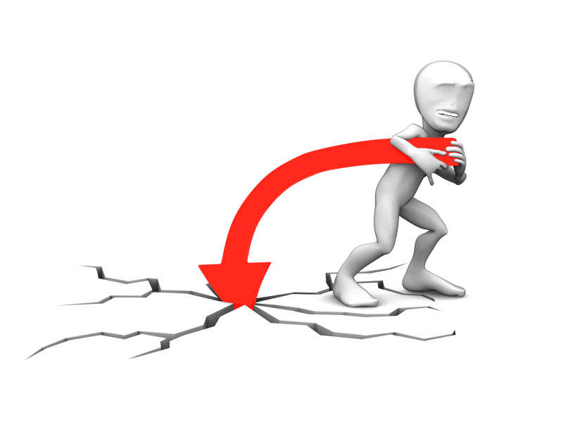 正在拔插在地上的红箭头的3D小人