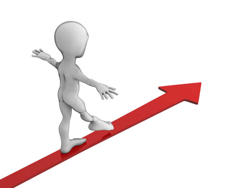 在红色箭头线上行走的3D小人