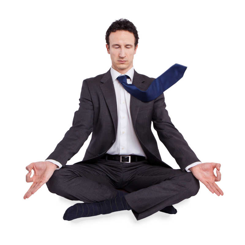 练习瑜伽的商人