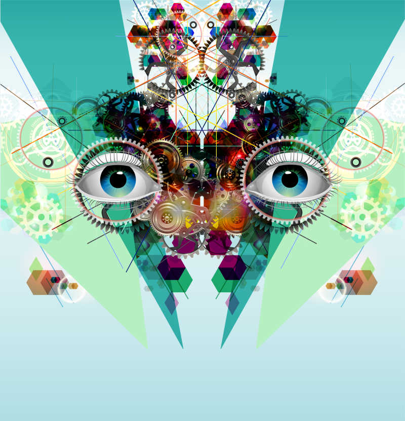 以蓝色为主体颜色的眼睛插画