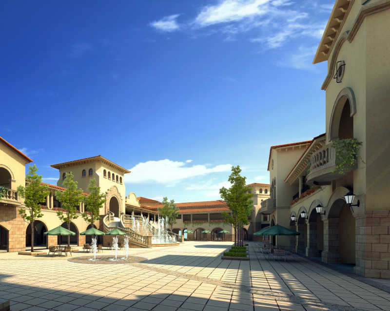 蓝天下美丽的别墅