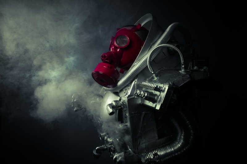 厚重的防毒面具
