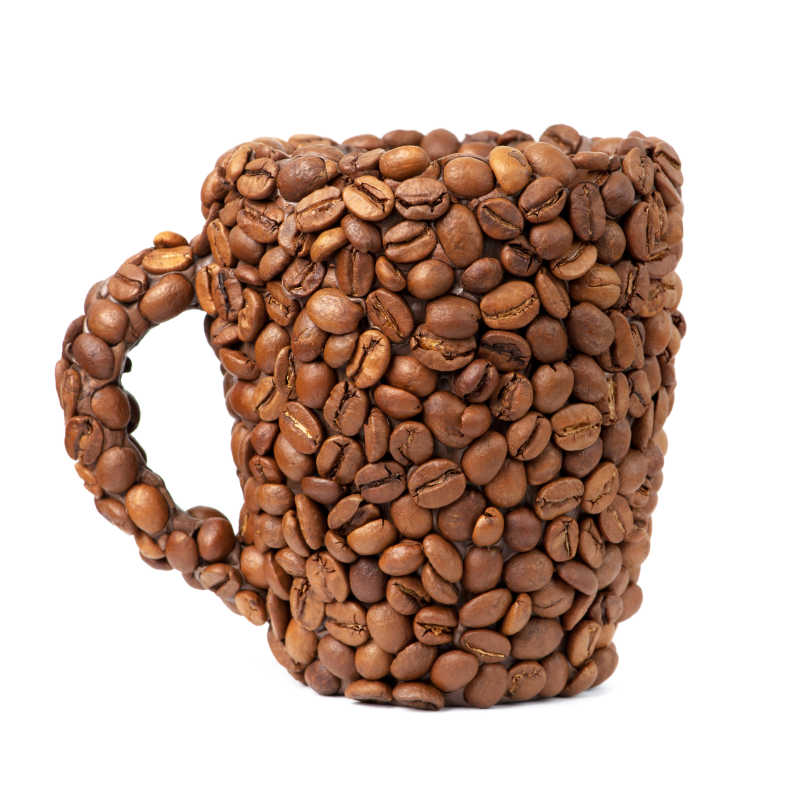 咖啡豆组成的杯子创意