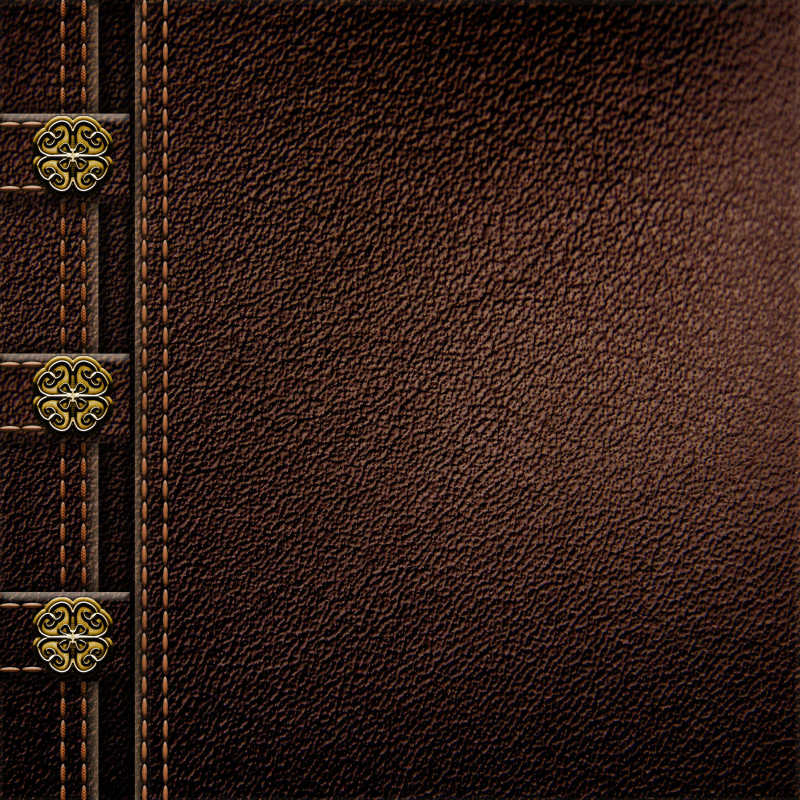 棕色皮革针脚线与边框