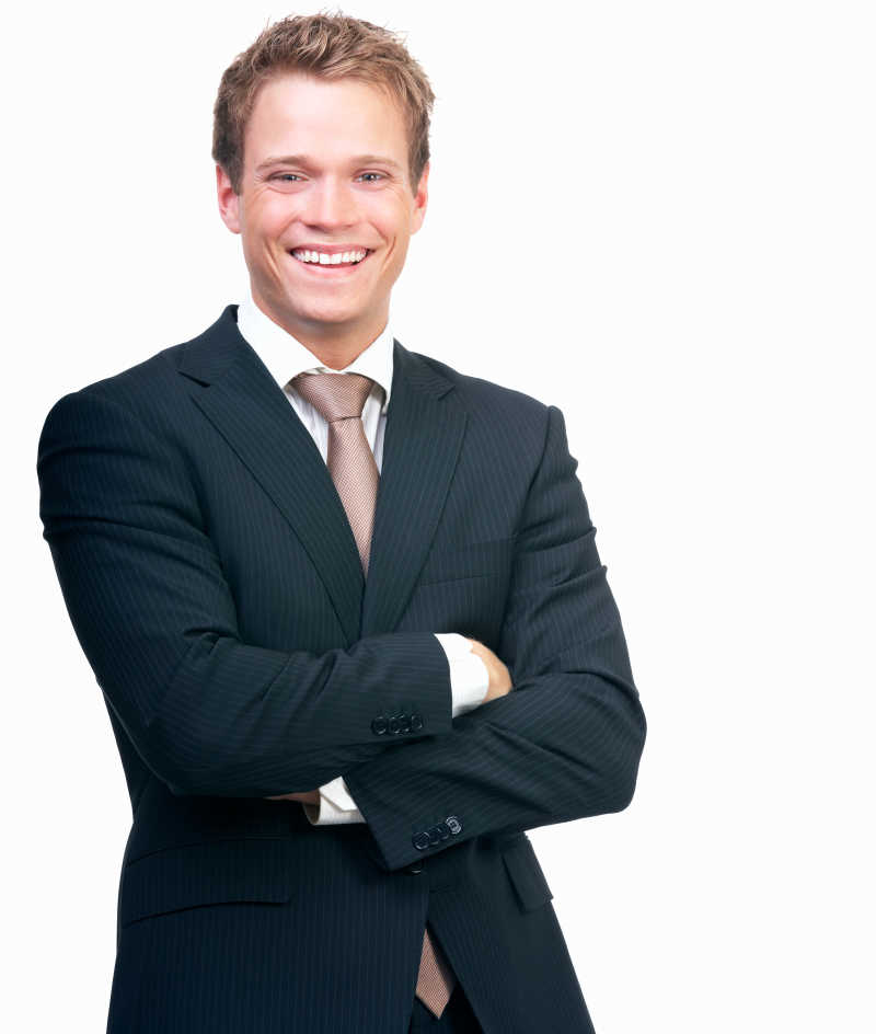 穿着西装微笑的男商人
