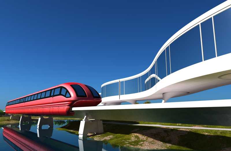 红色的城市地铁