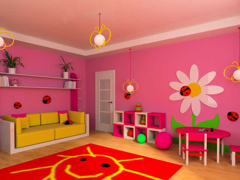 粉色的儿童房装修设计图