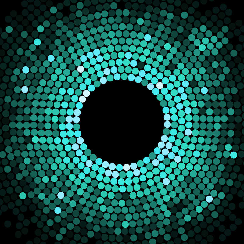 黑色背景上的绿色圆点马赛克