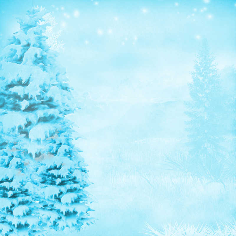 白雪覆盖的蓝色背景