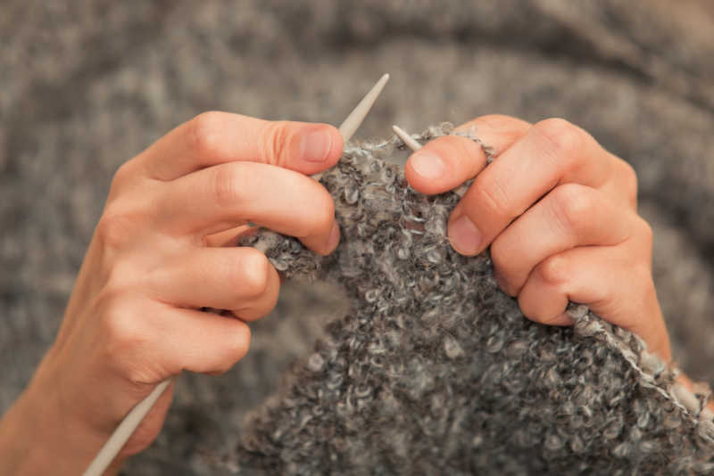 手工编织的特写