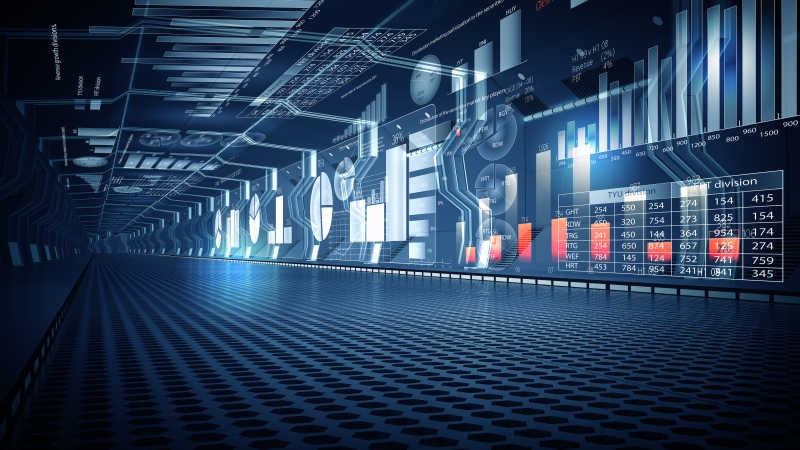 现代化虚拟窗口的商业数据图表