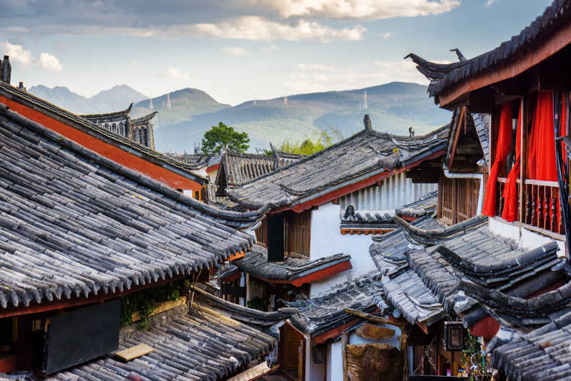 丽江传统民居屋顶景观