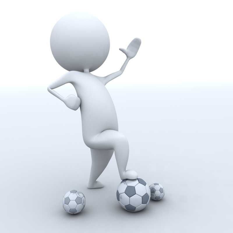 踩着足球的卡通人物形象