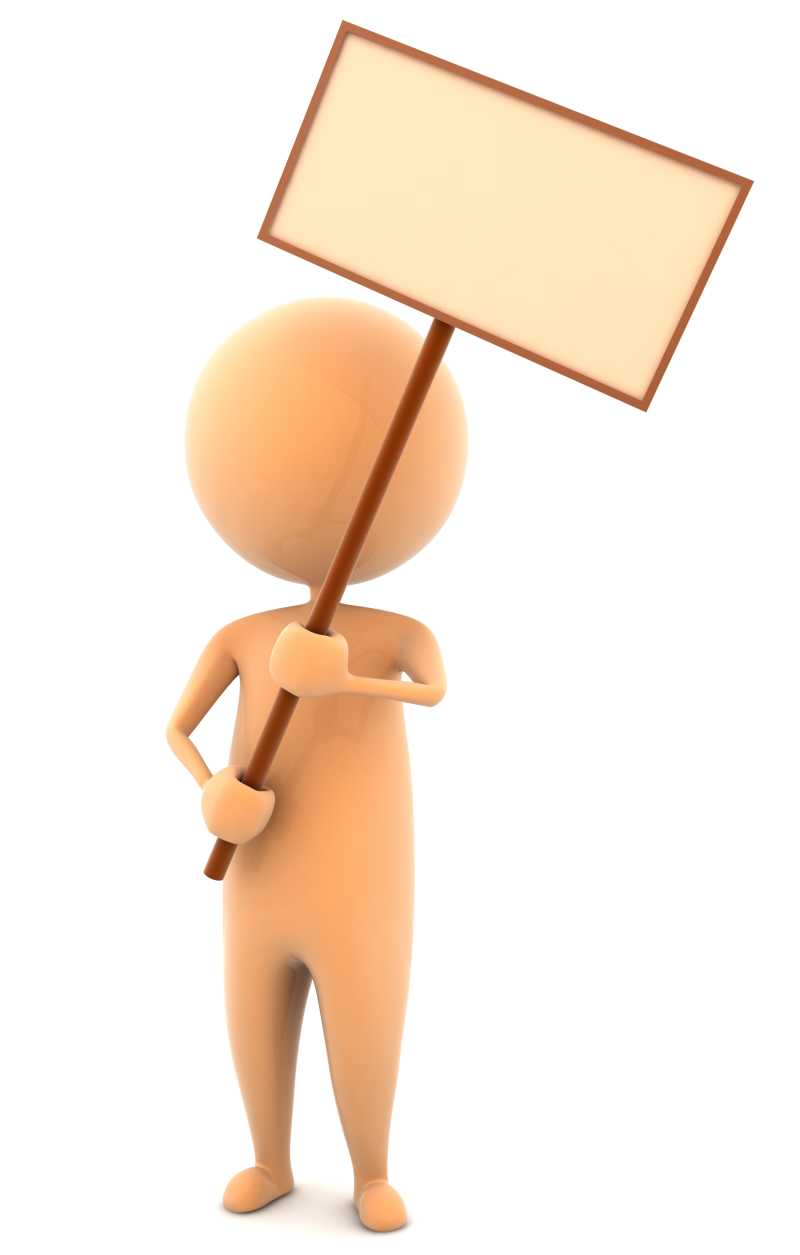 举着木板的3d卡通人物