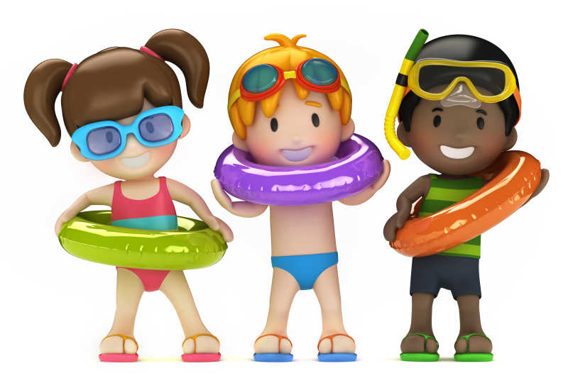 带救生圈的泳装儿童3D卡通