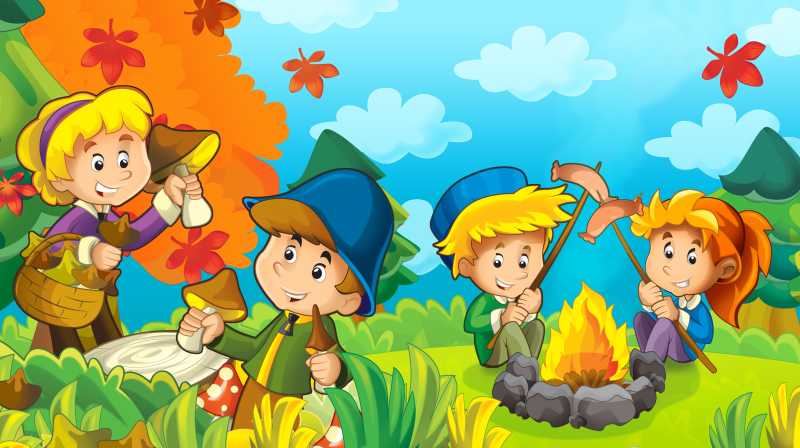 儿童度假的儿童插画