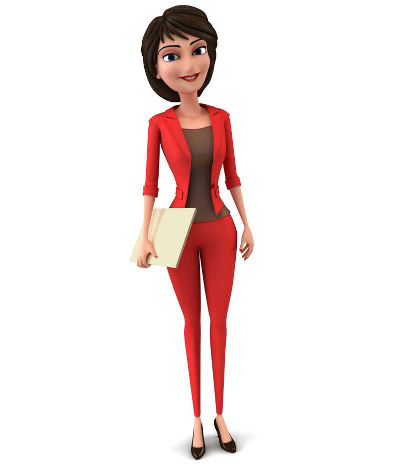 白色背景下的3d女商人