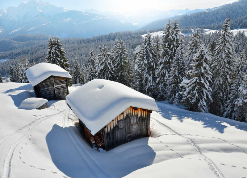 阿尔卑斯山脉的林中小屋