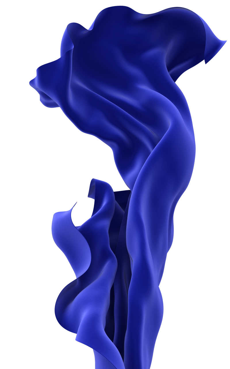 风中的蓝色丝绸布