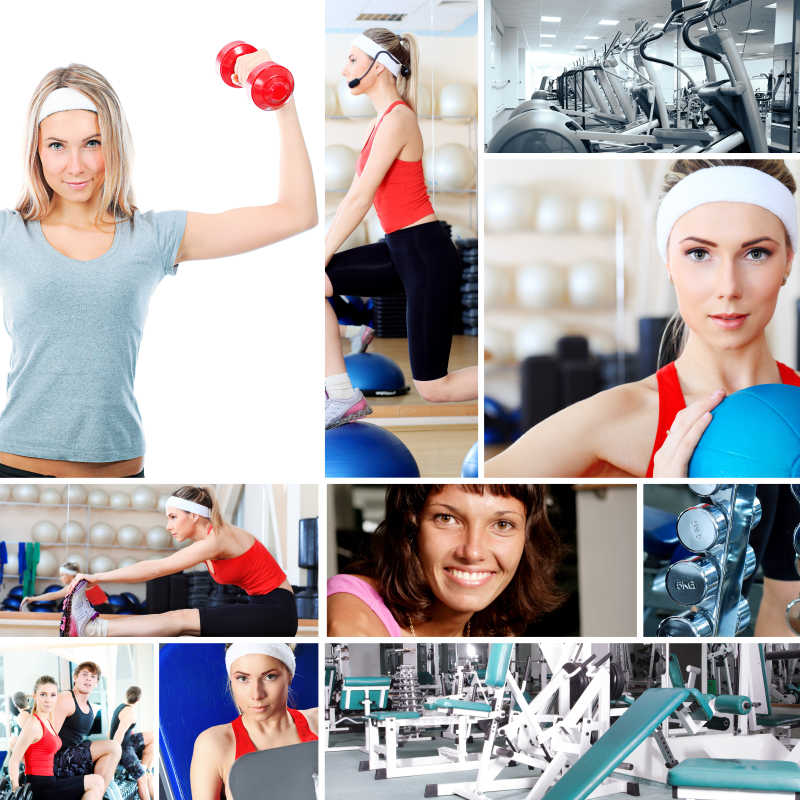 健身房里健身的男女