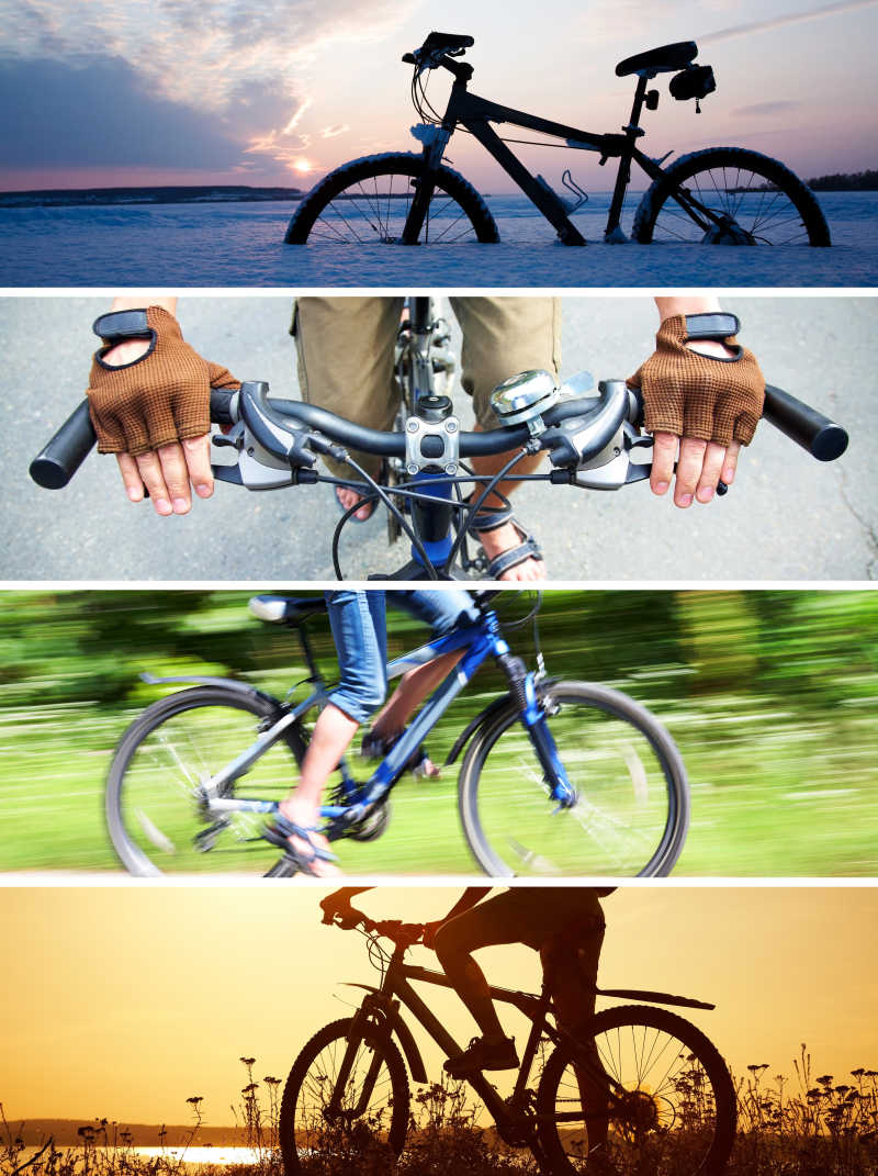 户外骑车健身拼贴