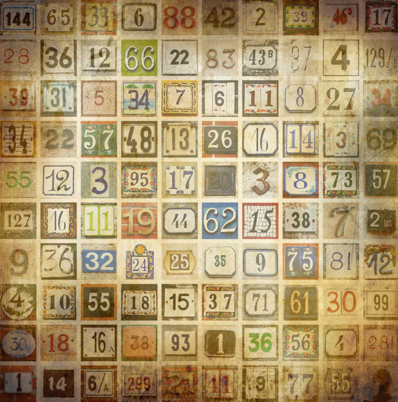 不同数字的纹理背景