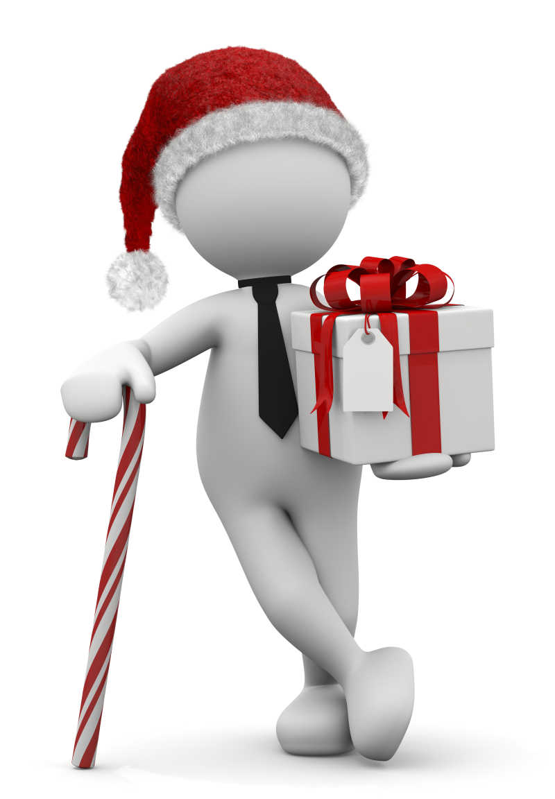 3D小人带着圣诞礼物
