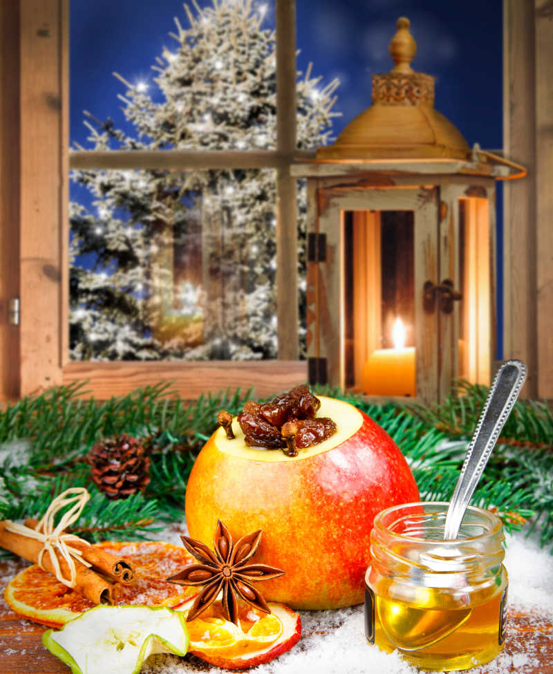 圣诞节晚上的炖苹果