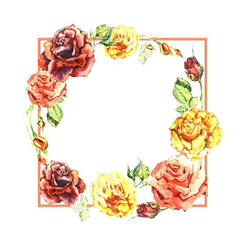 野玫瑰花架的水彩画