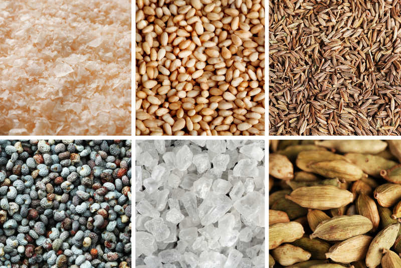 不同香料拼贴镜头