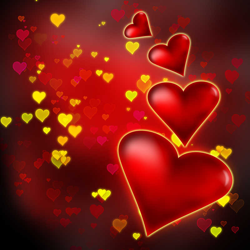 浪漫的心形红色情人节