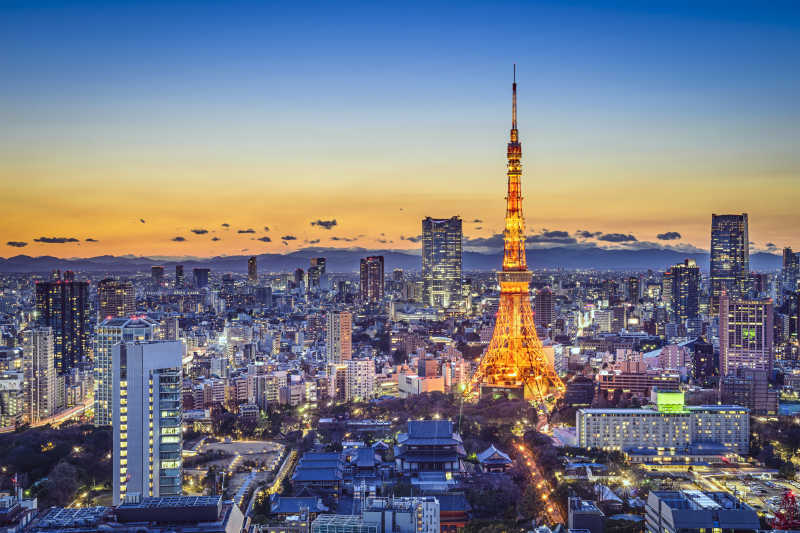 东京铁塔城市风景图片 日出 日落时分的东京铁塔城市风景素材 高清图片 摄影照片 寻图免费打包下载