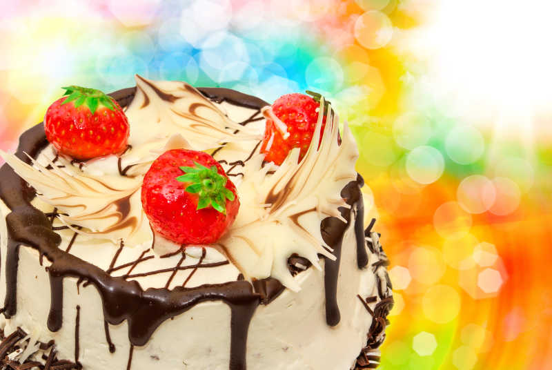 水果巧克力蛋糕特写