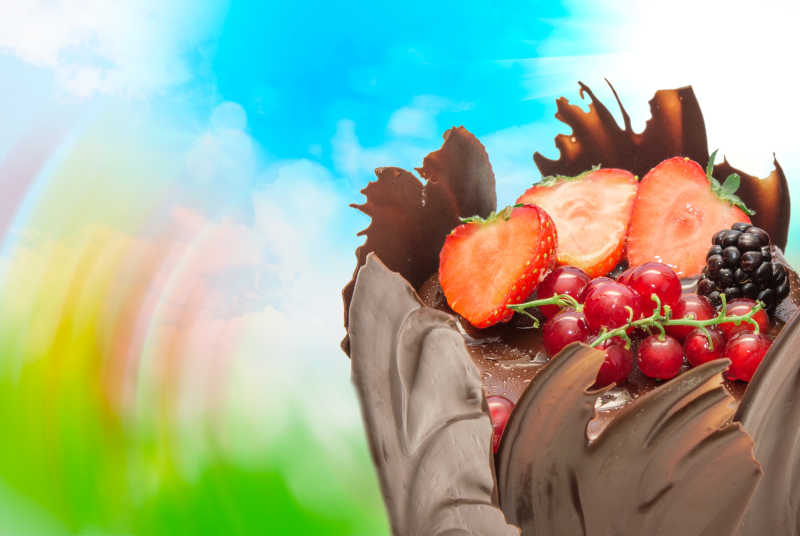 草莓水果蛋糕特写