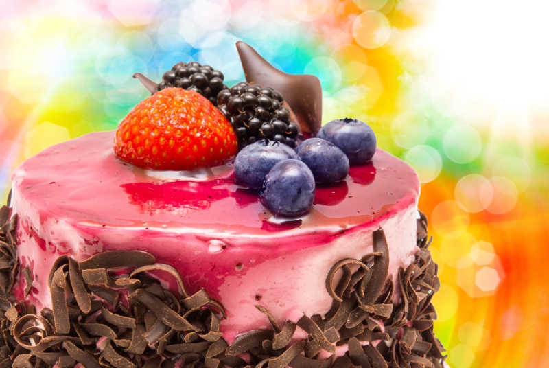 蓝莓水果蛋糕特写