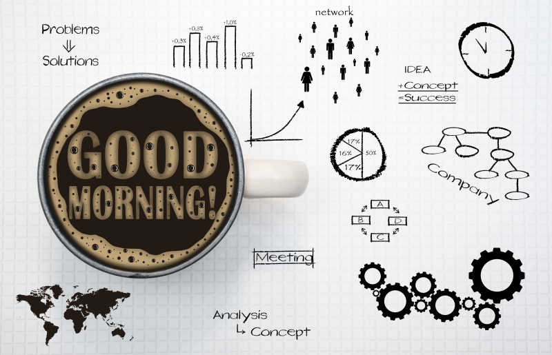 黑白色工作台上的咖啡