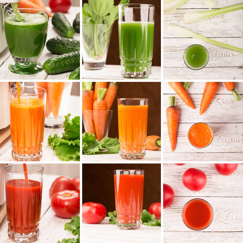 蔬菜与蔬菜汁的九宫格