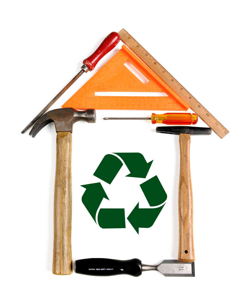 用工具回收标志做的房子