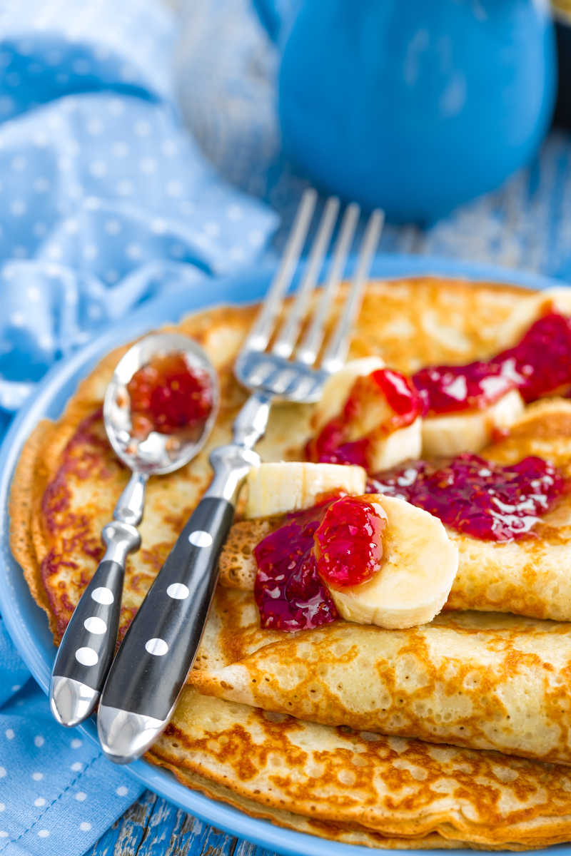 煎饼配上番茄酱